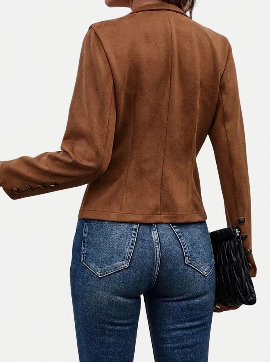 Women’s Double-Breasted Jacket with Stand Collar