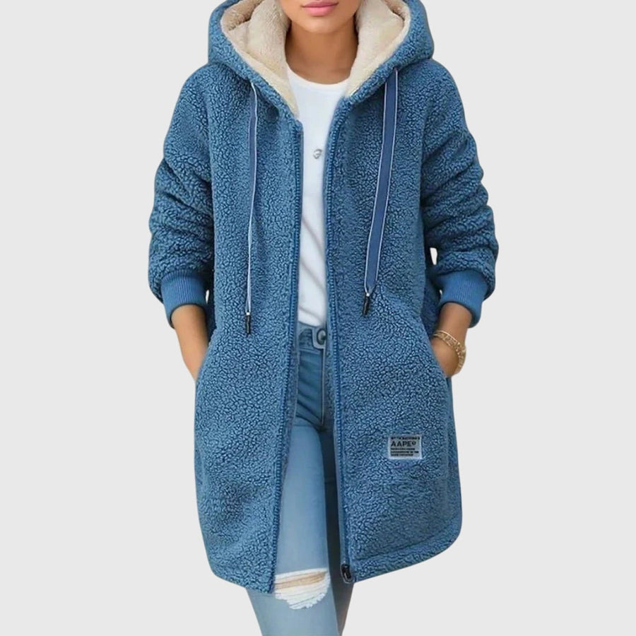Women's Hooded Fleece Jacket Zip Front Casual Layering Stylish Everyday