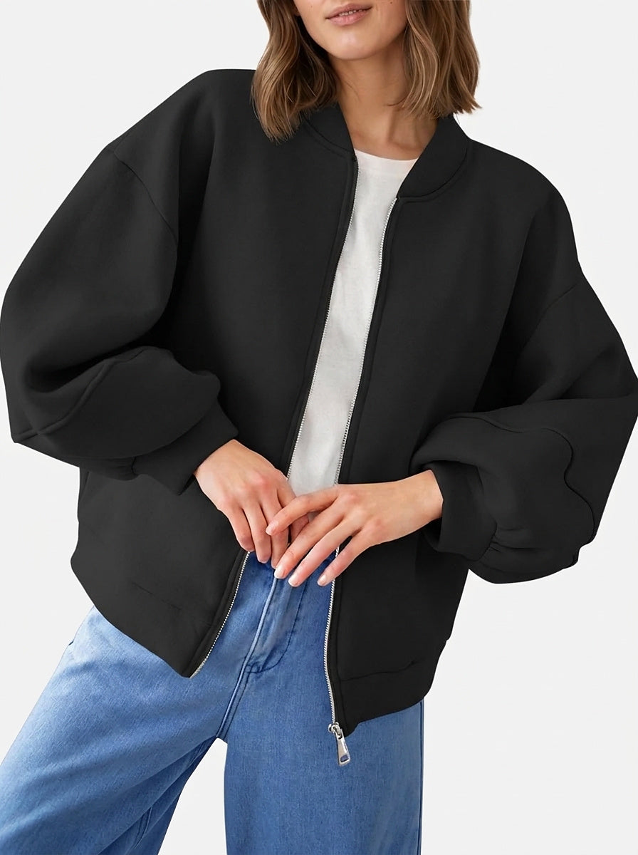 Women’s Bomber Jacket with Lantern Sleeves