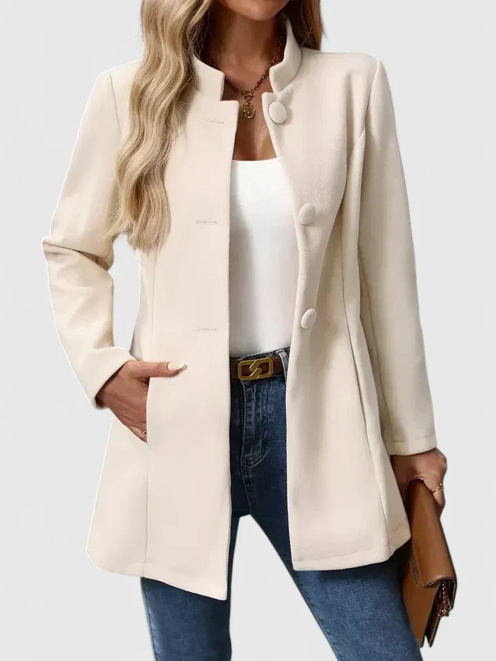 Women's Elegant Jacket Tailored Fit Long Sleeve Notched Collar Classic Occasion