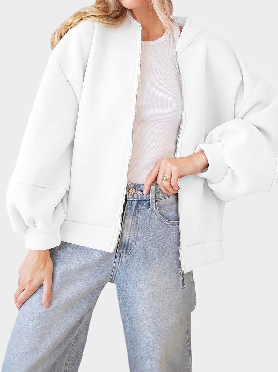 Women’s Bomber Jacket with Lantern Sleeves