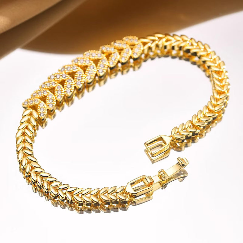 Women's Gold Tennis Bracelet Statement Jewellery Jewelry Gift for Women Weddings Parties Prom and Everyday Wear
