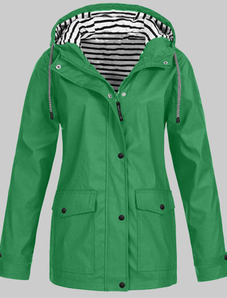 Women's Hooded Raincoat Zip Closure Stylish Outdoor Lightweight Protection