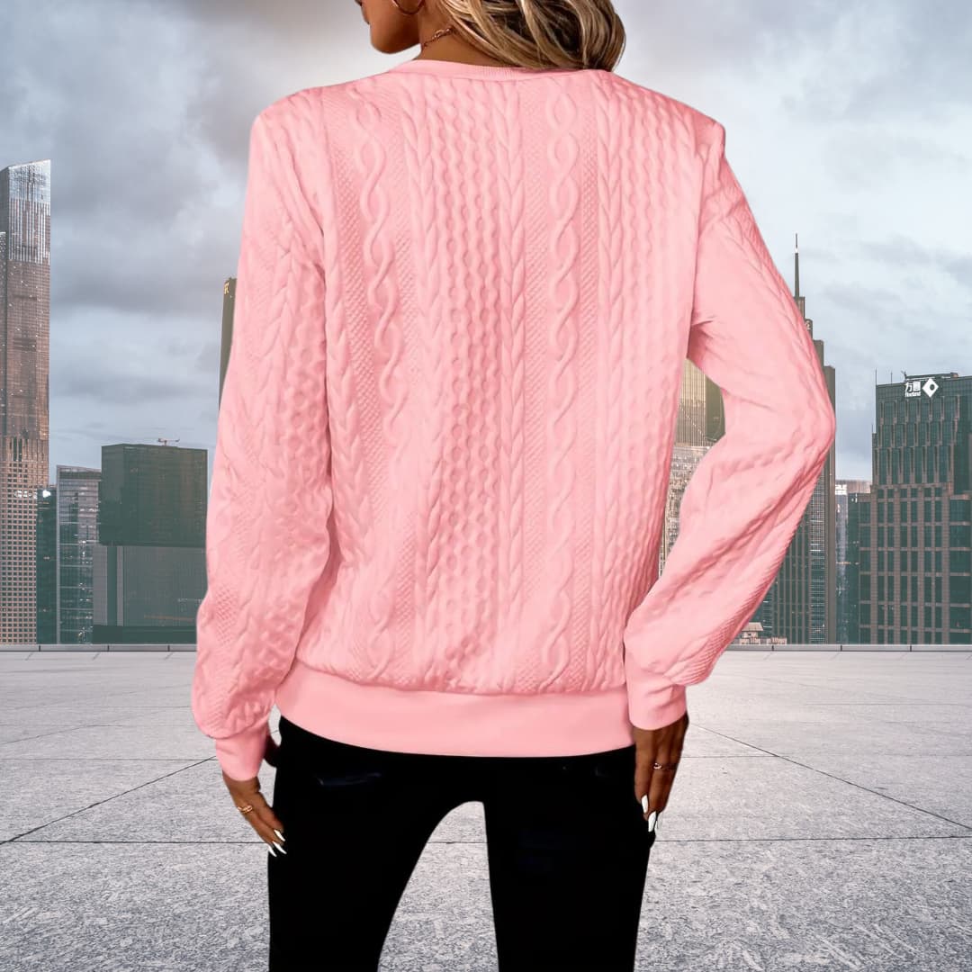 Women's Structured Sweater Elegant Fit Long Sleeve Crew Neck Casual Everyday