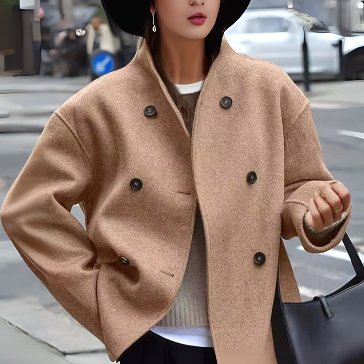 Women's Cozy Long Sleeve Stand Collar Coat Relaxed Fit Casual Layering