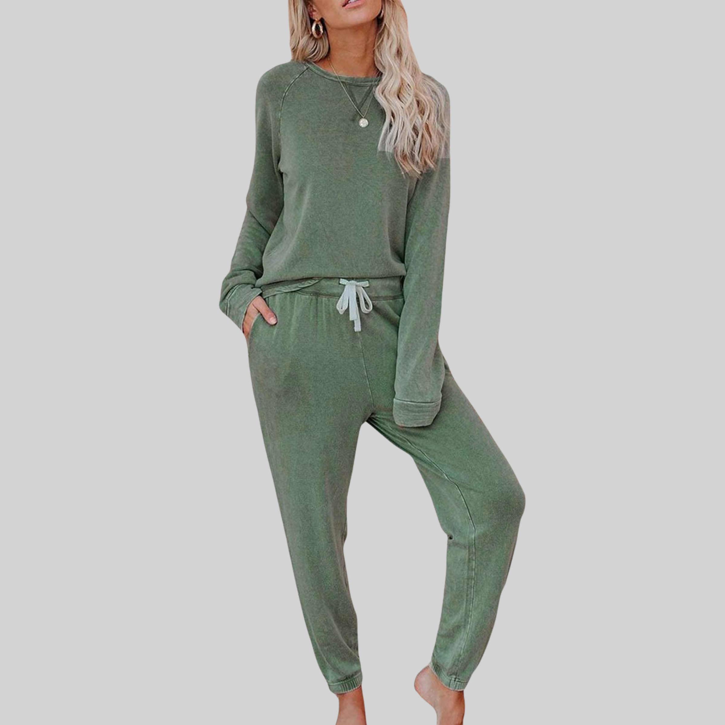 Women's Long Sleeve Top Sweatpants Lounge Set Outfit for Work Brunch Casual Days and Everyday Wear