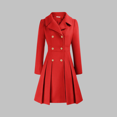 Women's Elegant Double Button Long Sleeve Coat Tailored Fit Stylish Outerwear