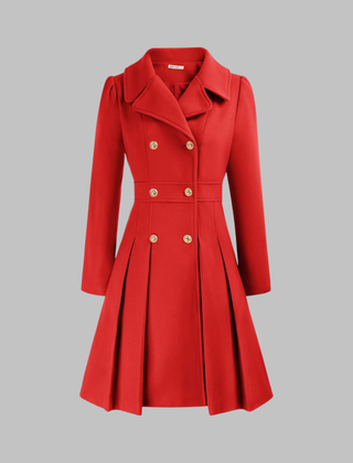 Women's Elegant Double Button Long Sleeve Coat Tailored Fit Stylish Outerwear