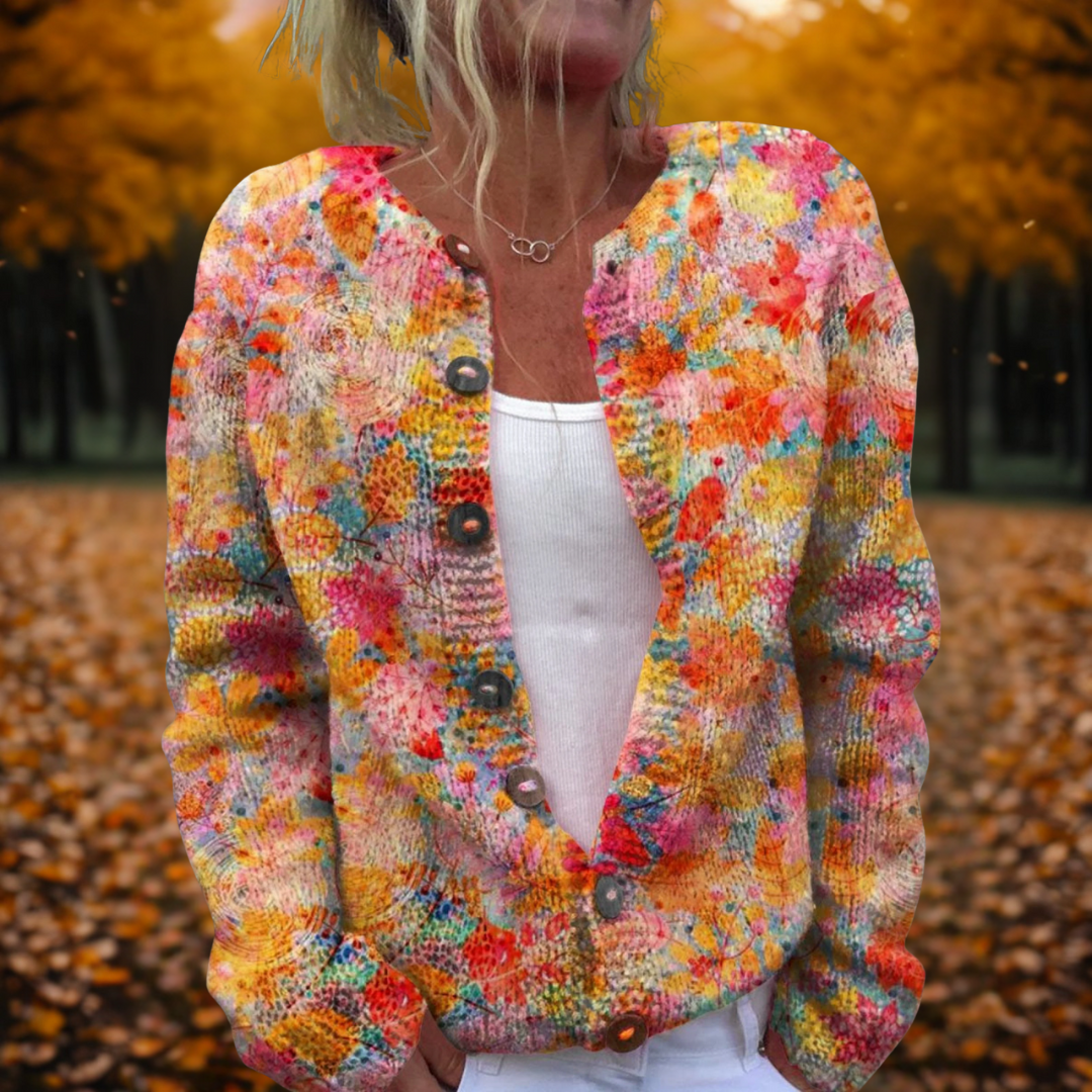 Women's Floral Print Cardigan Long Sleeve Open Front Casual Layering
