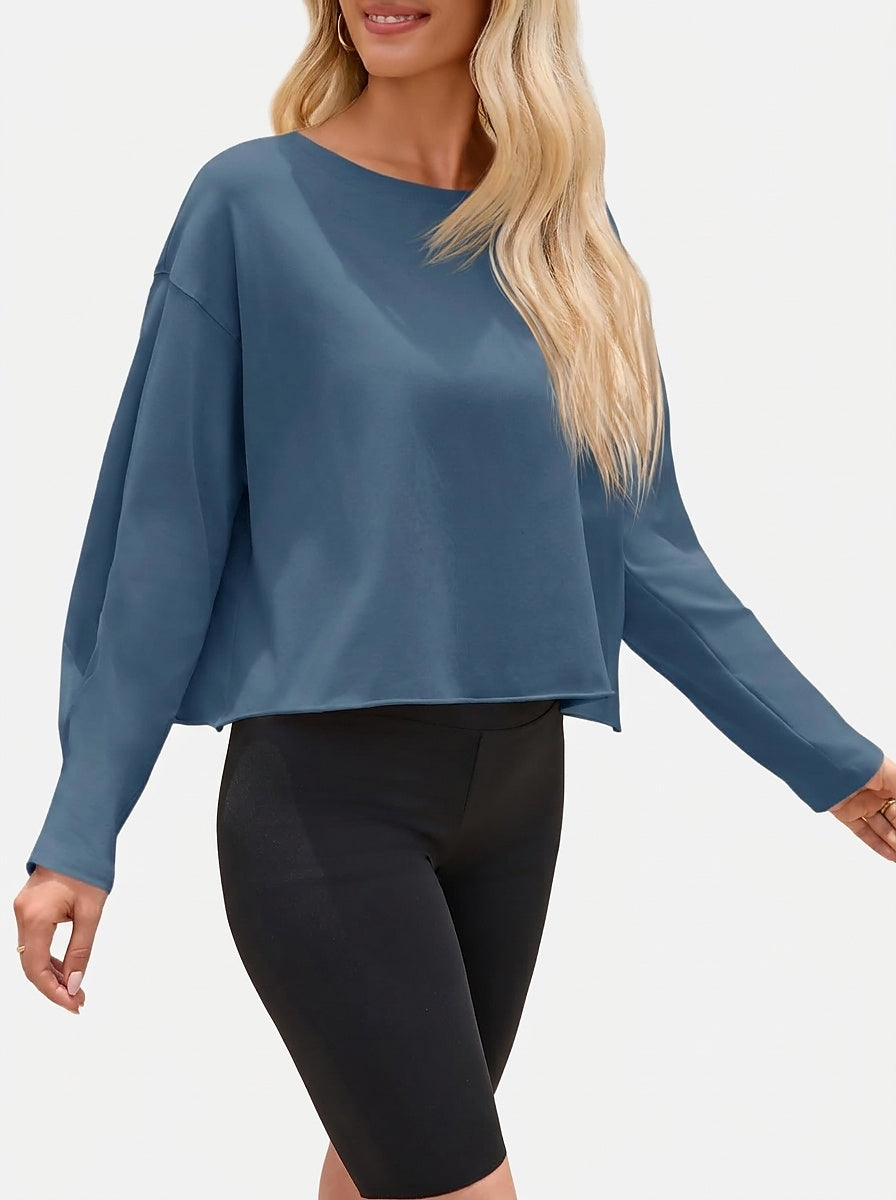 Women’s Long Sleeve Crew Neck Crop Top
