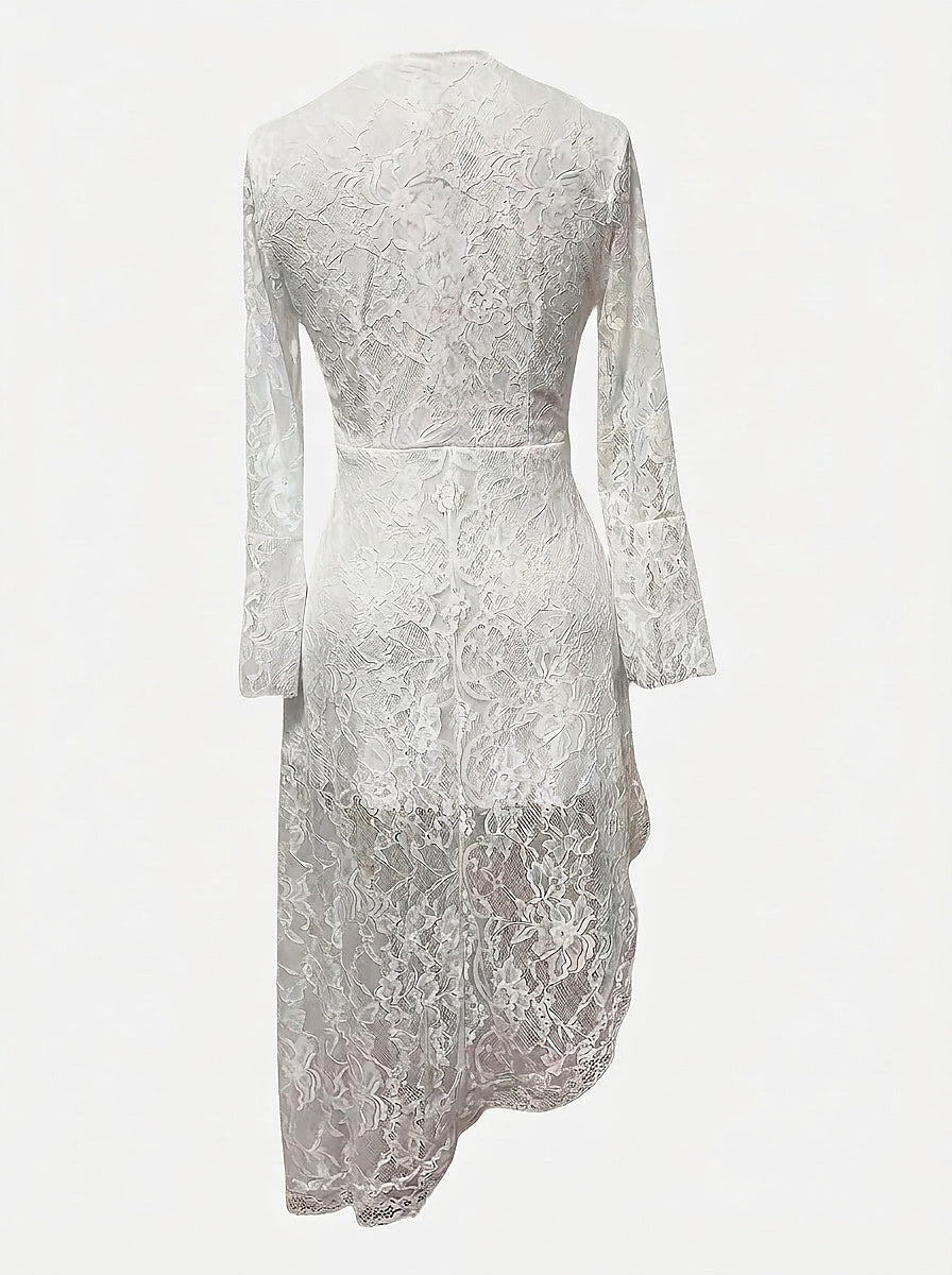 Women’s Lace Dress with High-Low Hem