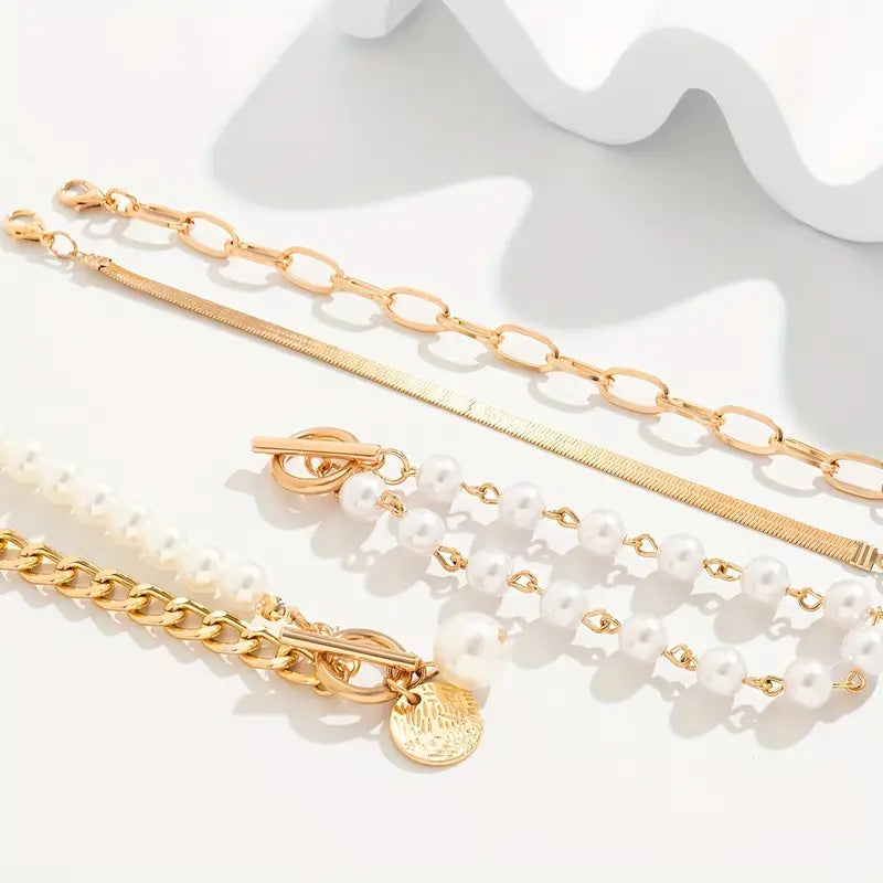 Women's Gold Bracelet Set Statement Jewellery Jewelry Gift for Women Weddings Parties Prom and Everyday Wear