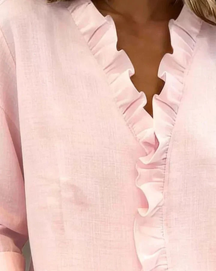 Women's V-Neck Blouse Lightweight Casual Everyday Relaxed Fit Stylish
