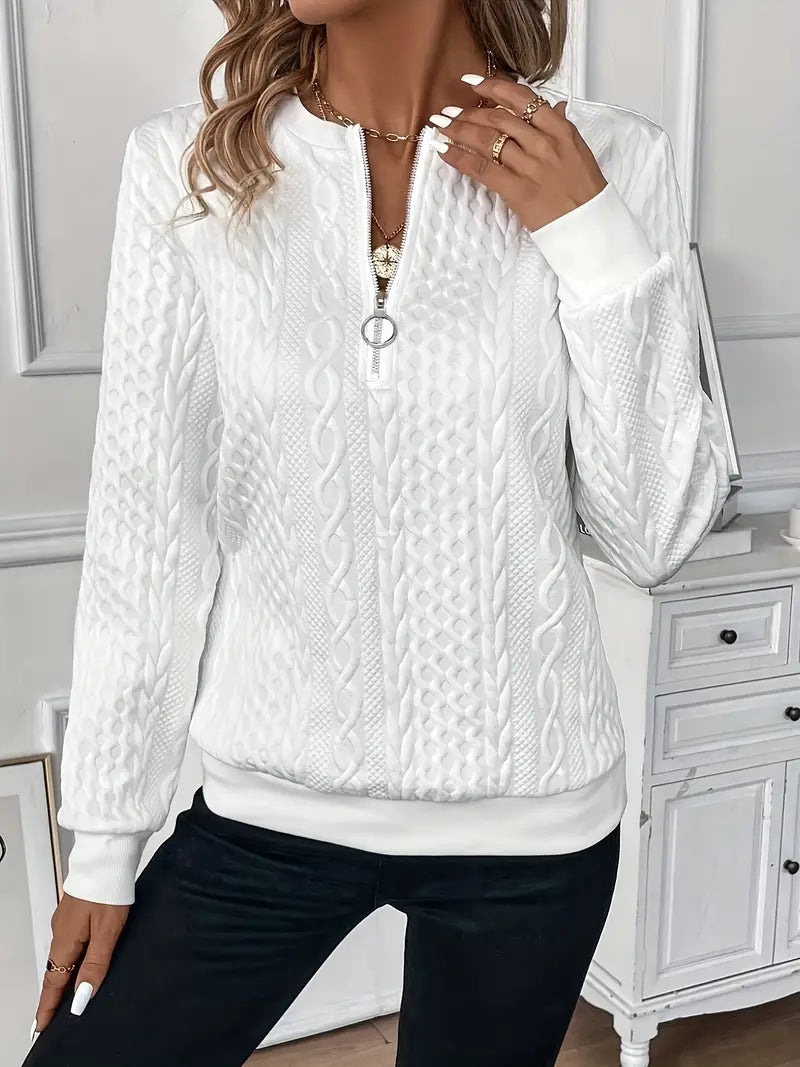 Women's Casual Modern Zip-Up Sweater Knitwear for Autumn Winter Layering Cosy Days and Everyday Wear