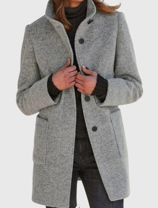 Women's Elegant Overcoat Tailored Fit Long Sleeve Notched Collar Classic Style