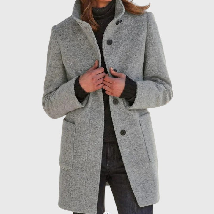 Women's Elegant Overcoat Tailored Fit Long Sleeve Notched Collar Classic Style