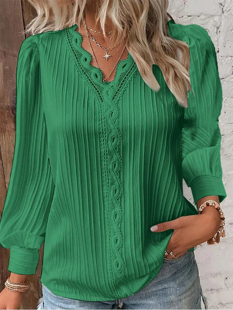Women's Chiffon Lace Blouse Top Outfit for Work Brunch Casual Days and Everyday Wear
