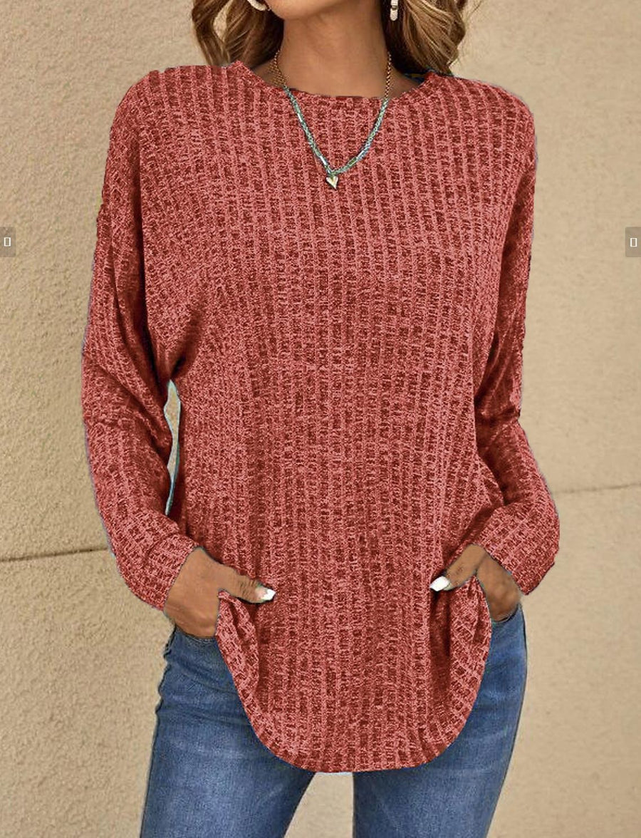 Women's Cozy Sweater Relaxed Fit Long Sleeve Crew Neck Casual Layering