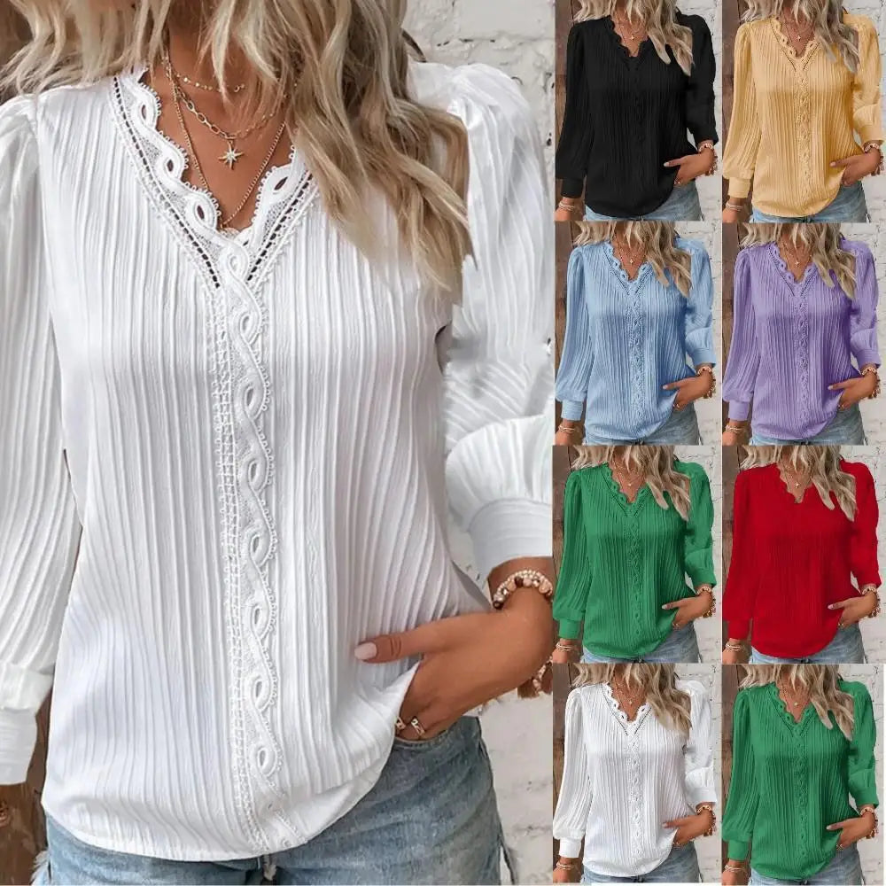 Women's Chiffon Lace Blouse Top Outfit for Work Brunch Casual Days and Everyday Wear