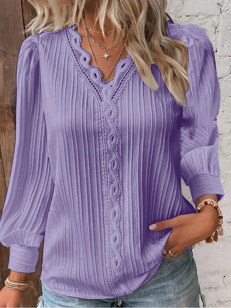 Women's Chiffon Lace Blouse Top Outfit for Work Brunch Casual Days and Everyday Wear
