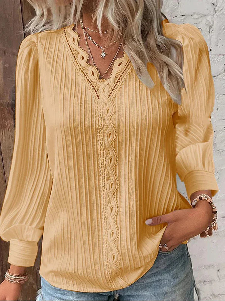 Women's Chiffon Lace Blouse Top Outfit for Work Brunch Casual Days and Everyday Wear