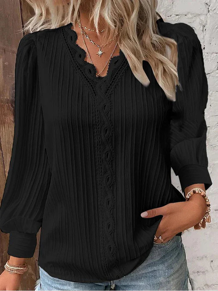 Women's Chiffon Lace Blouse Top Outfit for Work Brunch Casual Days and Everyday Wear