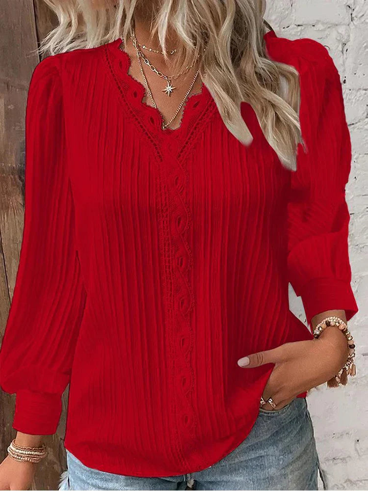 Women's Chiffon Lace Blouse Top Outfit for Work Brunch Casual Days and Everyday Wear