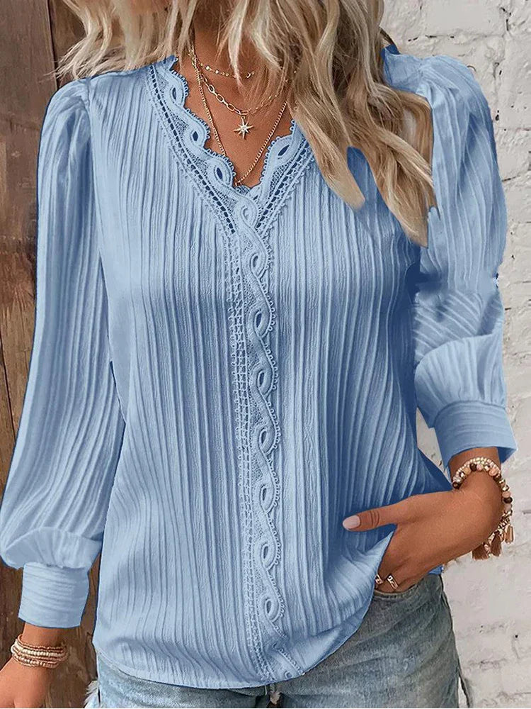 Women's Chiffon Lace Blouse Top Outfit for Work Brunch Casual Days and Everyday Wear