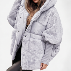 Women's Plush Hooded Coat Relaxed Fit Long Sleeve Zipper Closure Casual Outerwear
