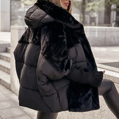 Women's Plush Hooded Coat Relaxed Fit Long Sleeve Zipper Closure Casual Outerwear