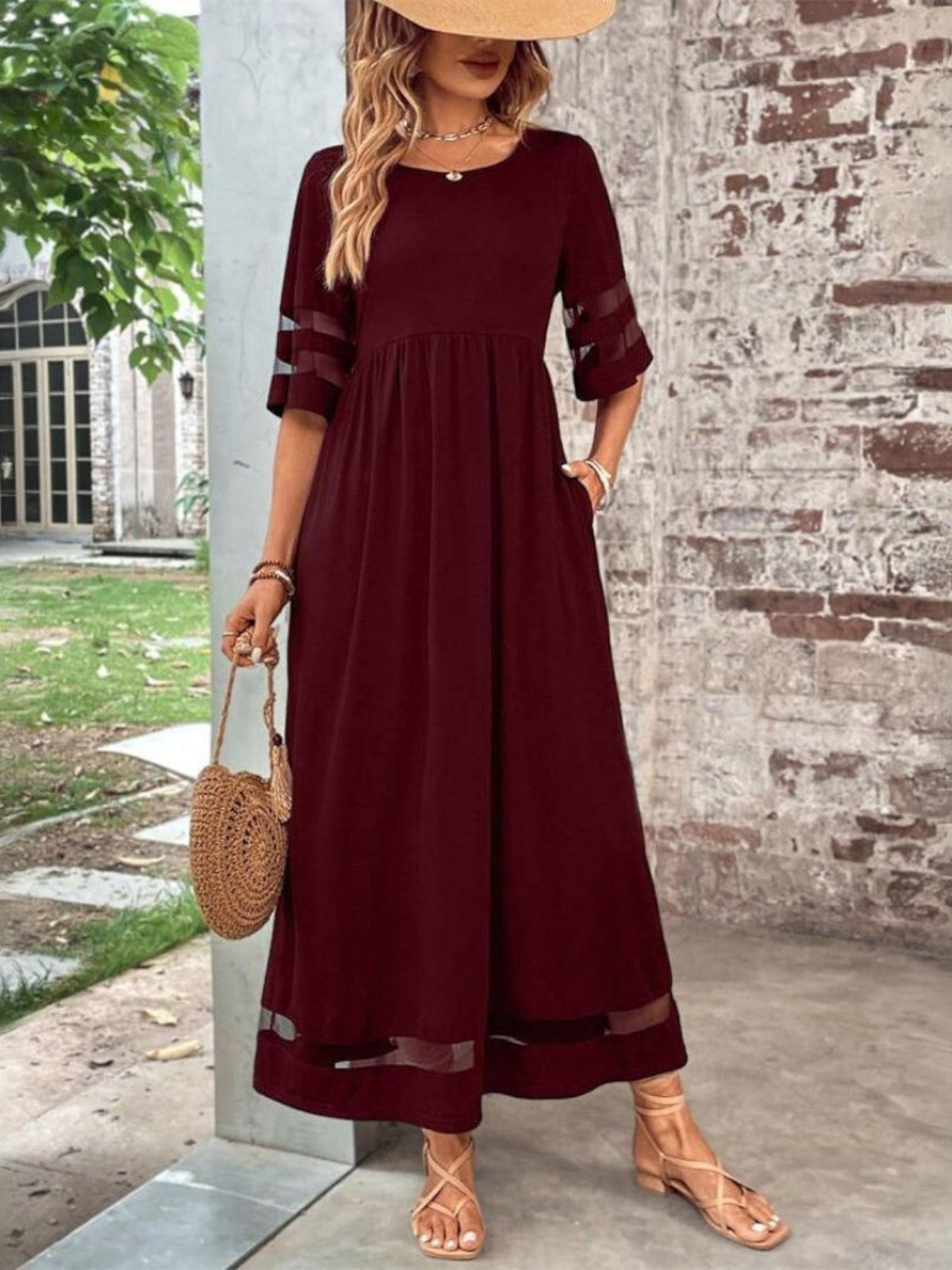 Women's Tummy Coverage Midi Dress Outfit for Summer Holidays Weddings Parties and Everyday Wear
