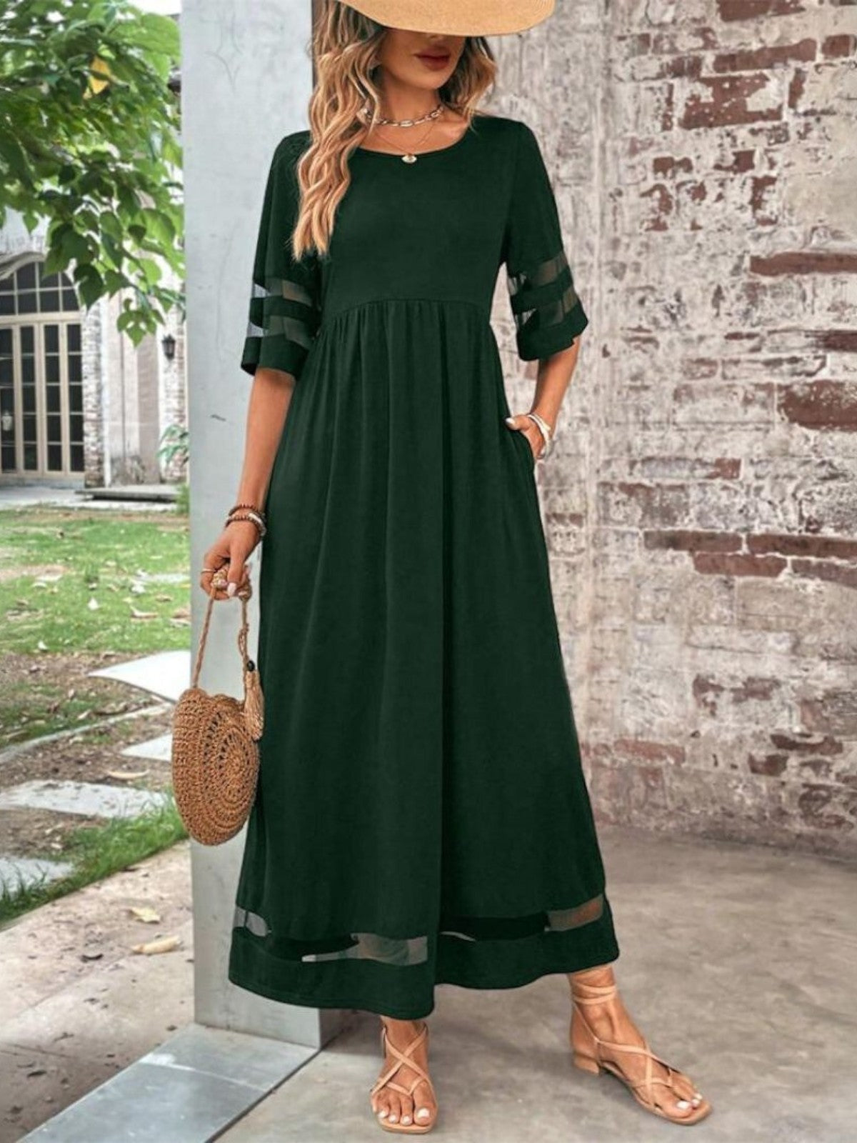 Women's Tummy Coverage Midi Dress Outfit for Summer Holidays Weddings Parties and Everyday Wear