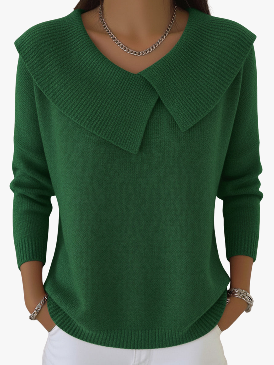 Women's Stylish Knit Sweater Relaxed Fit Long Sleeve Crew Neck Casual Wear