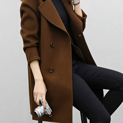 Women's Elegant Long Coat Tailored Fit Classic Style Versatile Outerwear