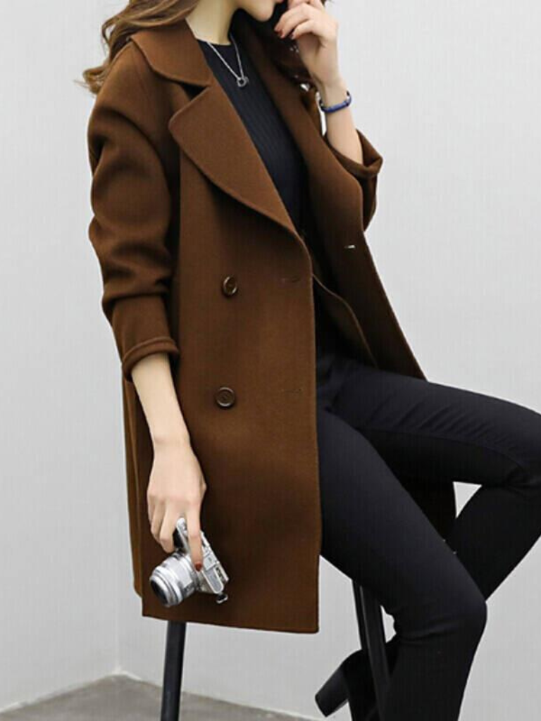 Women's Elegant Long Coat Tailored Fit Classic Style Versatile Outerwear