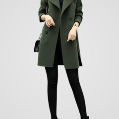 Women's Elegant Long Coat Tailored Fit Classic Style Versatile Outerwear