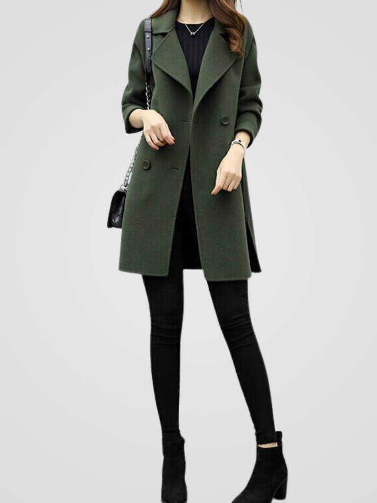 Women's Elegant Long Coat Tailored Fit Classic Style Versatile Outerwear
