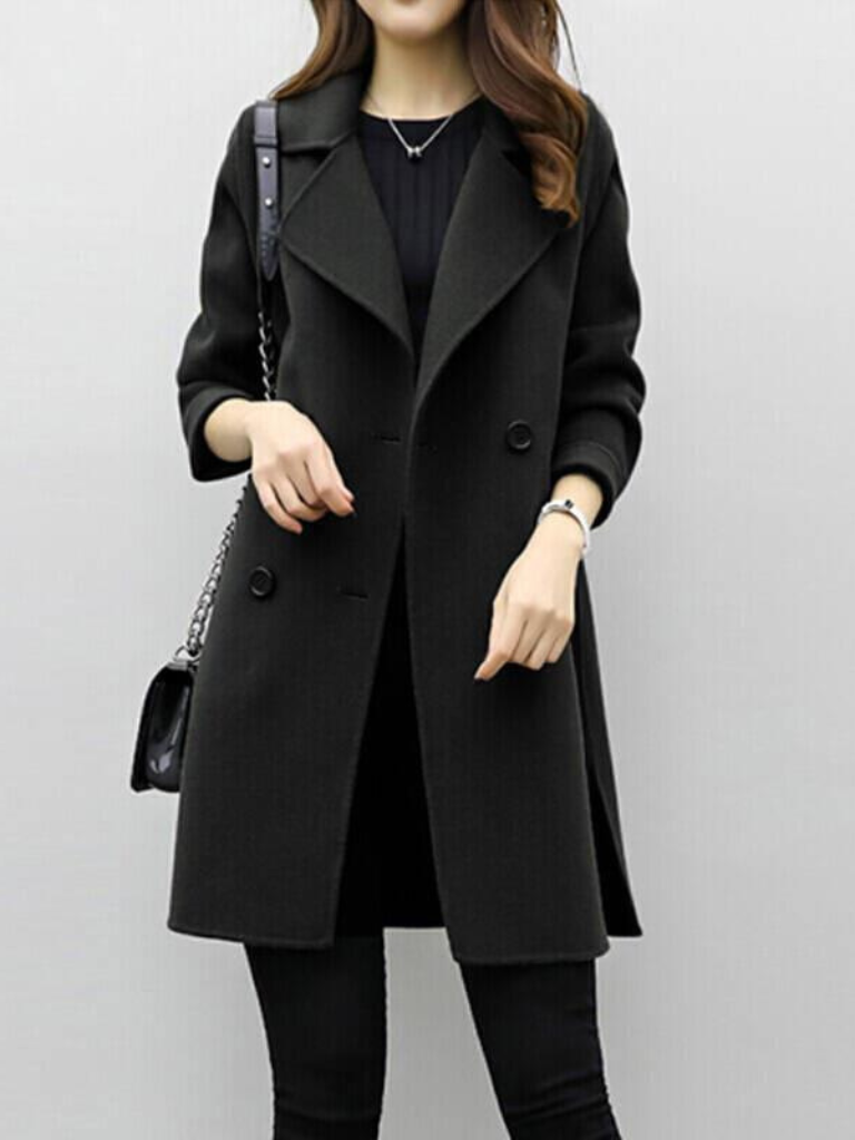 Women's Elegant Long Coat Tailored Fit Classic Style Versatile Outerwear