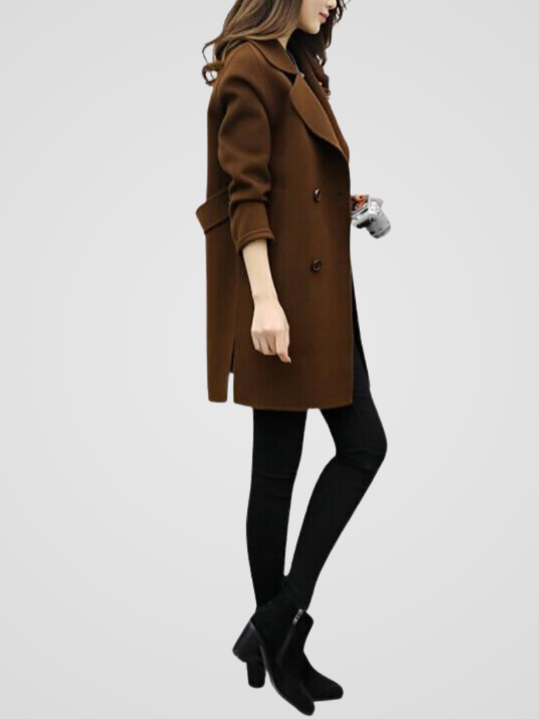 Women's Elegant Long Coat Tailored Fit Classic Style Versatile Outerwear