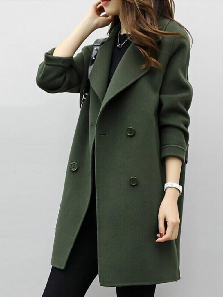 Women's Elegant Long Coat Tailored Fit Classic Style Versatile Outerwear