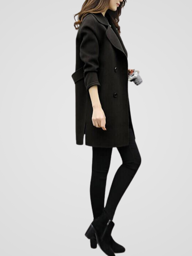 Women's Elegant Long Coat Tailored Fit Classic Style Versatile Outerwear