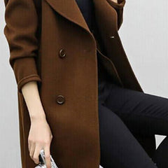 Women's Long Trench Coat Double-Breasted Classic Fit Stylish Layering