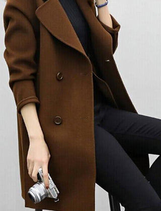 Women's Long Trench Coat Double-Breasted Classic Fit Stylish Layering