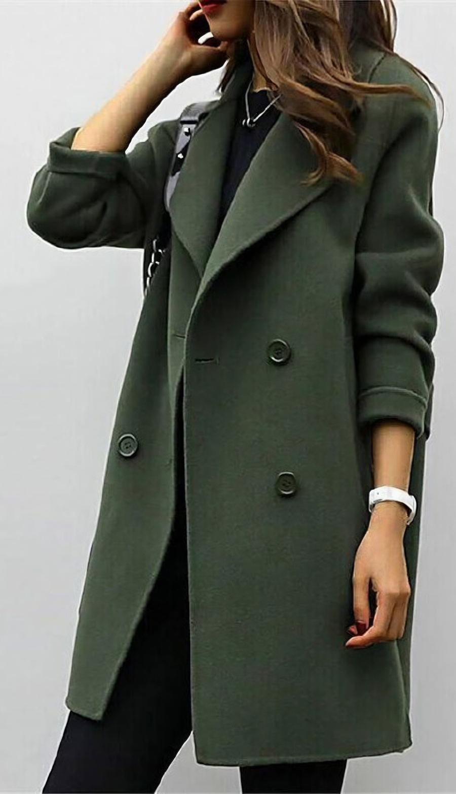 Women's Long Trench Coat Double-Breasted Classic Fit Stylish Layering