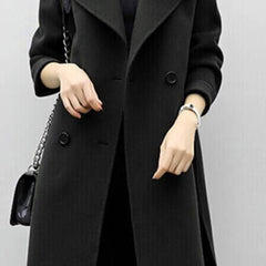 Women's Long Trench Coat Double-Breasted Classic Fit Stylish Layering