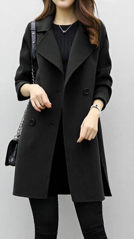 Women's Long Trench Coat Double-Breasted Classic Fit Stylish Layering