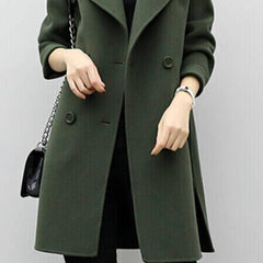 Women's Long Trench Coat Double-Breasted Classic Fit Stylish Layering