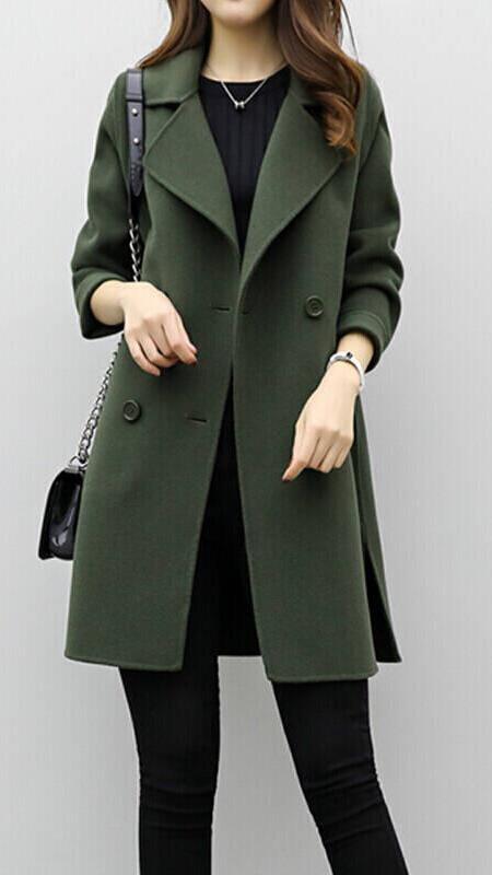 Women's Long Trench Coat Double-Breasted Classic Fit Stylish Layering