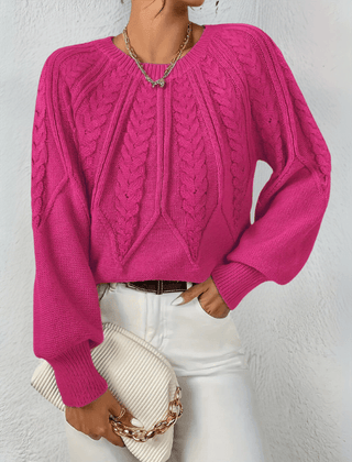 Women's Chunky Knit Crewneck Sweater Textured Design Cozy Casual Wear