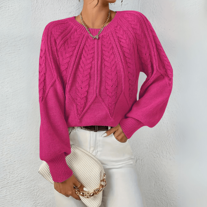 Women's Chunky Knit Crewneck Sweater Textured Design Cozy Casual Wear